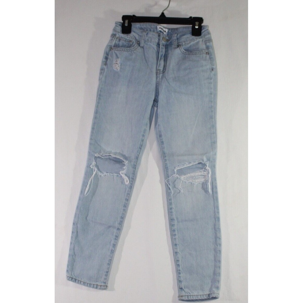 RSQ Girlfriend Fit Jeans, Girls Size 8, Distressed Light Blue